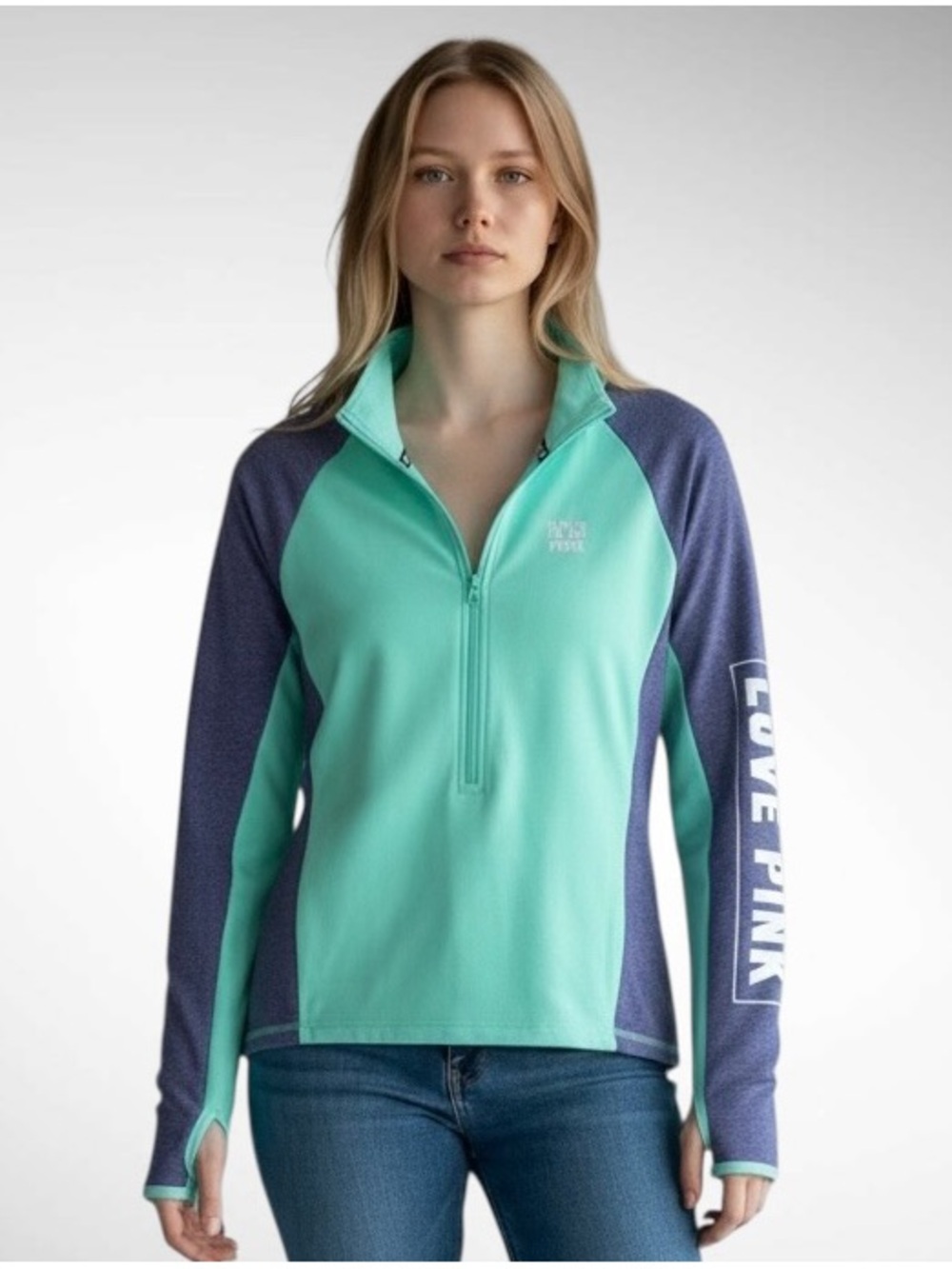 PINK Victoria’s Secret Ultimate Colorblock Half-Zip Athletic Jacket